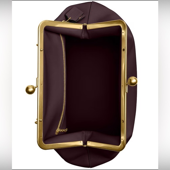 COACH Large Kisslock Frame Shoulder Clutch Bag (Black Currant) - NWT💜 - Picture 7 of 17